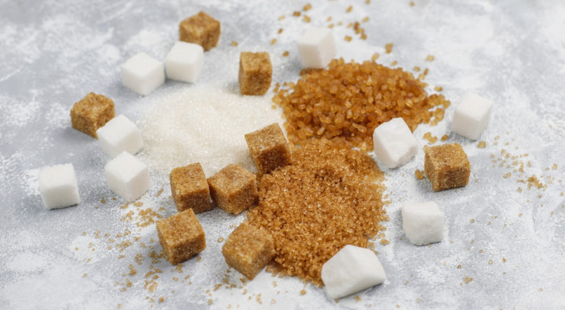 1 various types sugar brown sugar white concrete top view 1 26400698